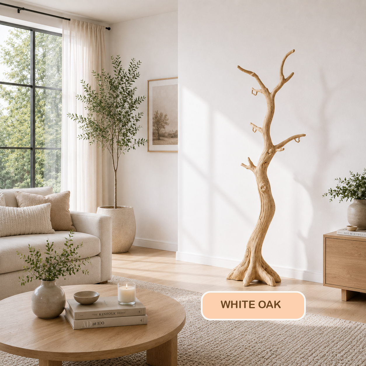 Rustic Solid Wood Tree Coat Stand