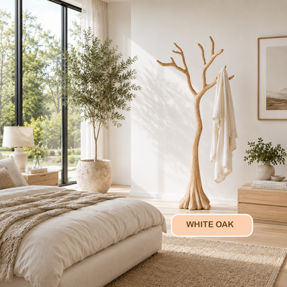Natural Solid Wood Tree Coat Rack