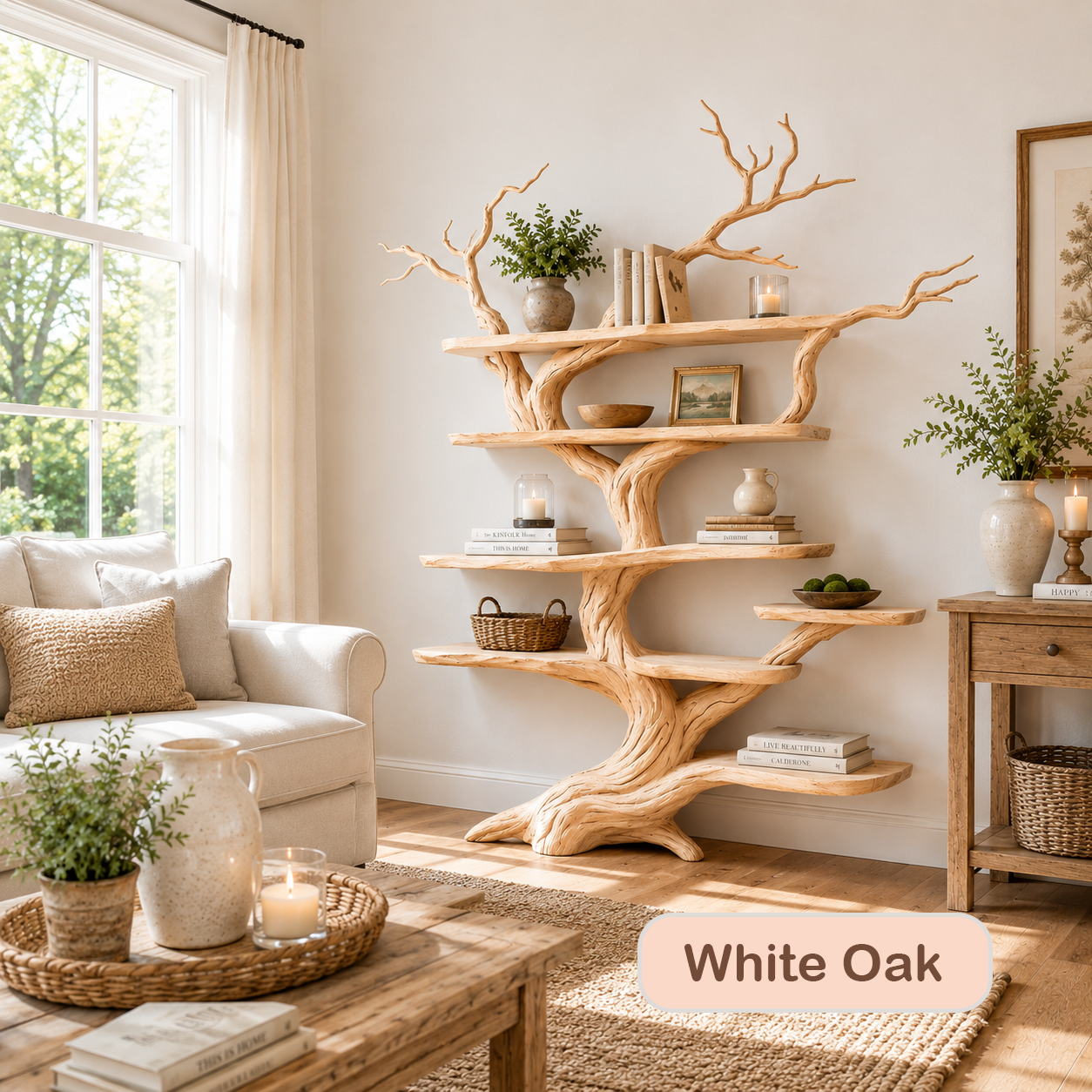 Organic Wood Tree Branch Bookshelf
