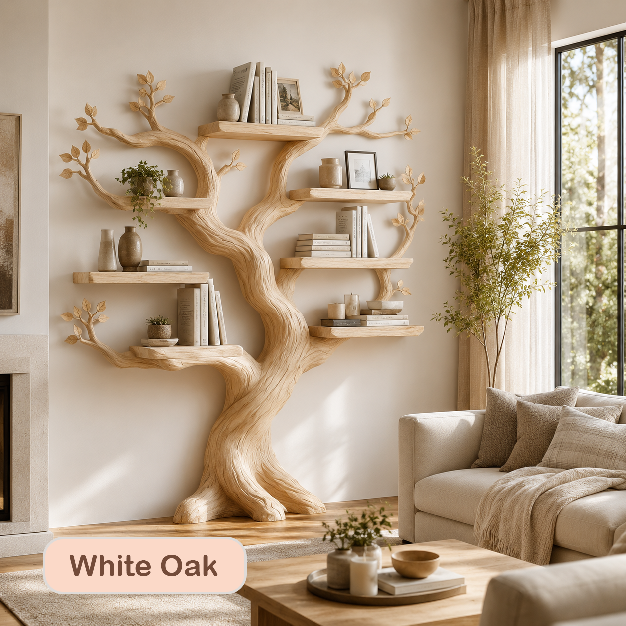 Rustic Wood Tree Shape Bookshelf